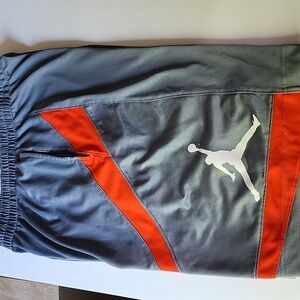JORDAN Dri-Fit Men's Grey & Orange Basketball Shorts Size Large